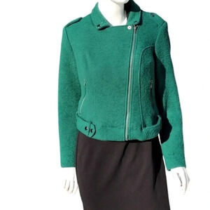 Torrid Textured Knit Moto Jacket Green  Size 0